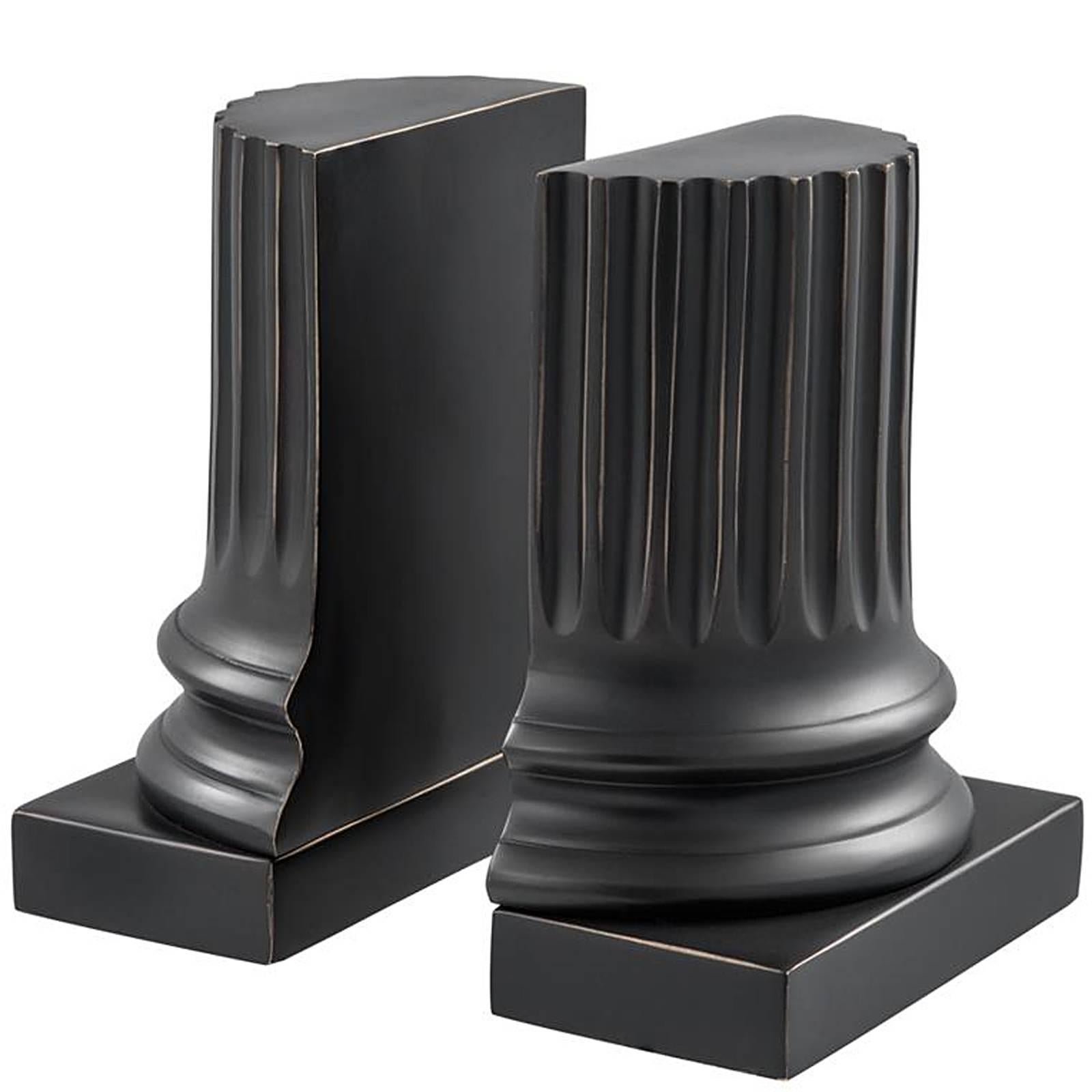Indian Black Bronze Bookends Set of Two in Gunmetal Bronze Finish