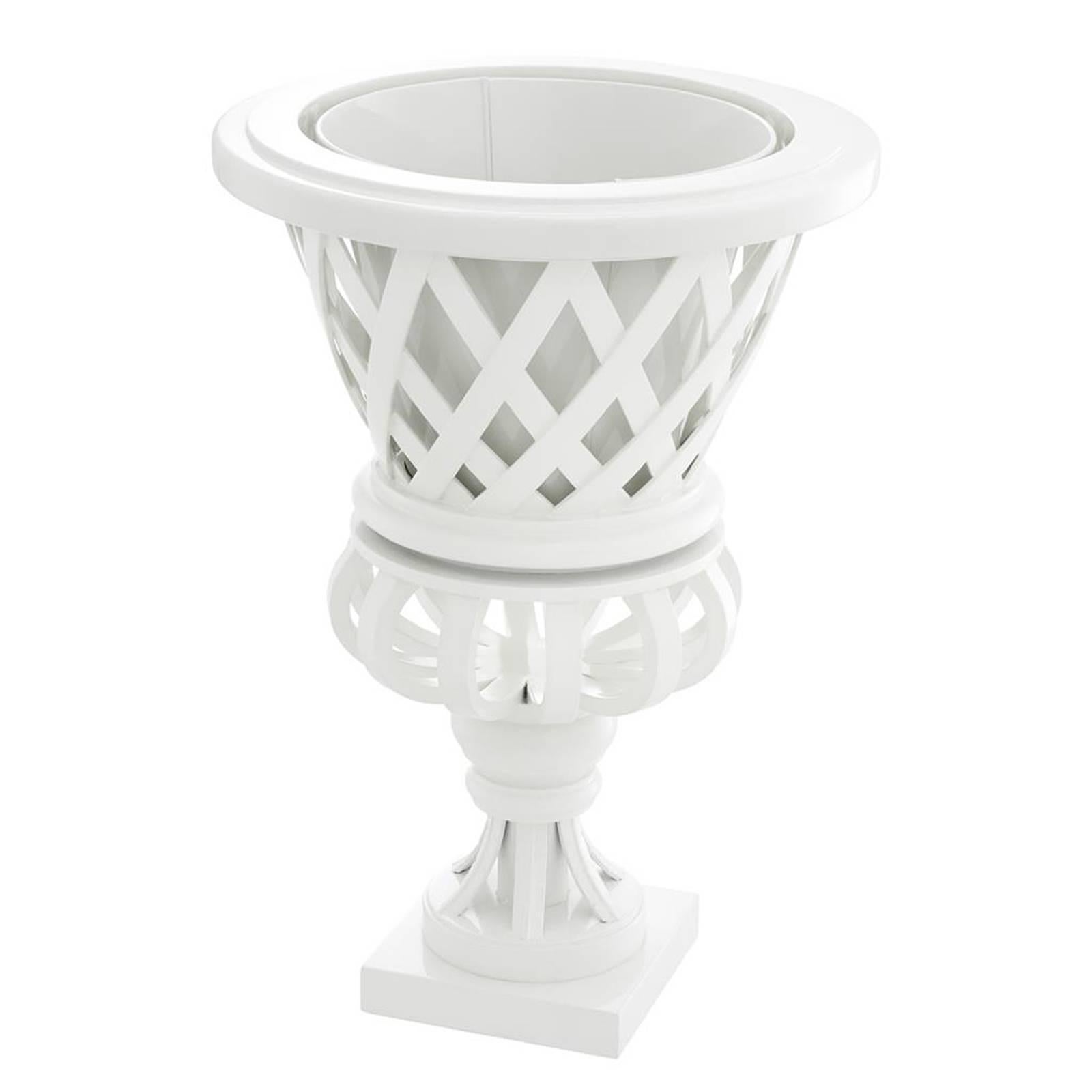 Contemporary Garden White Planter in Solid Mahogany Wood