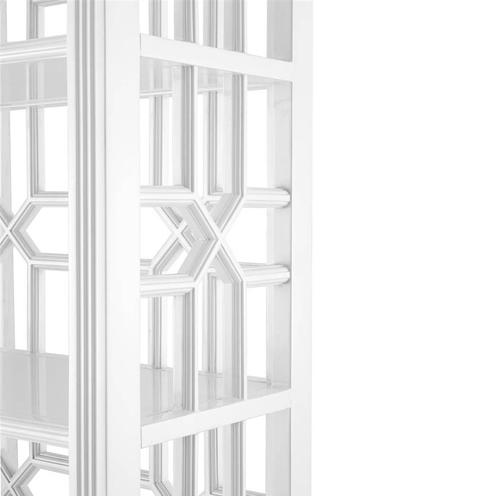 Contemporary Otello White Cabinet in Solid Mahogany Wood White Finish