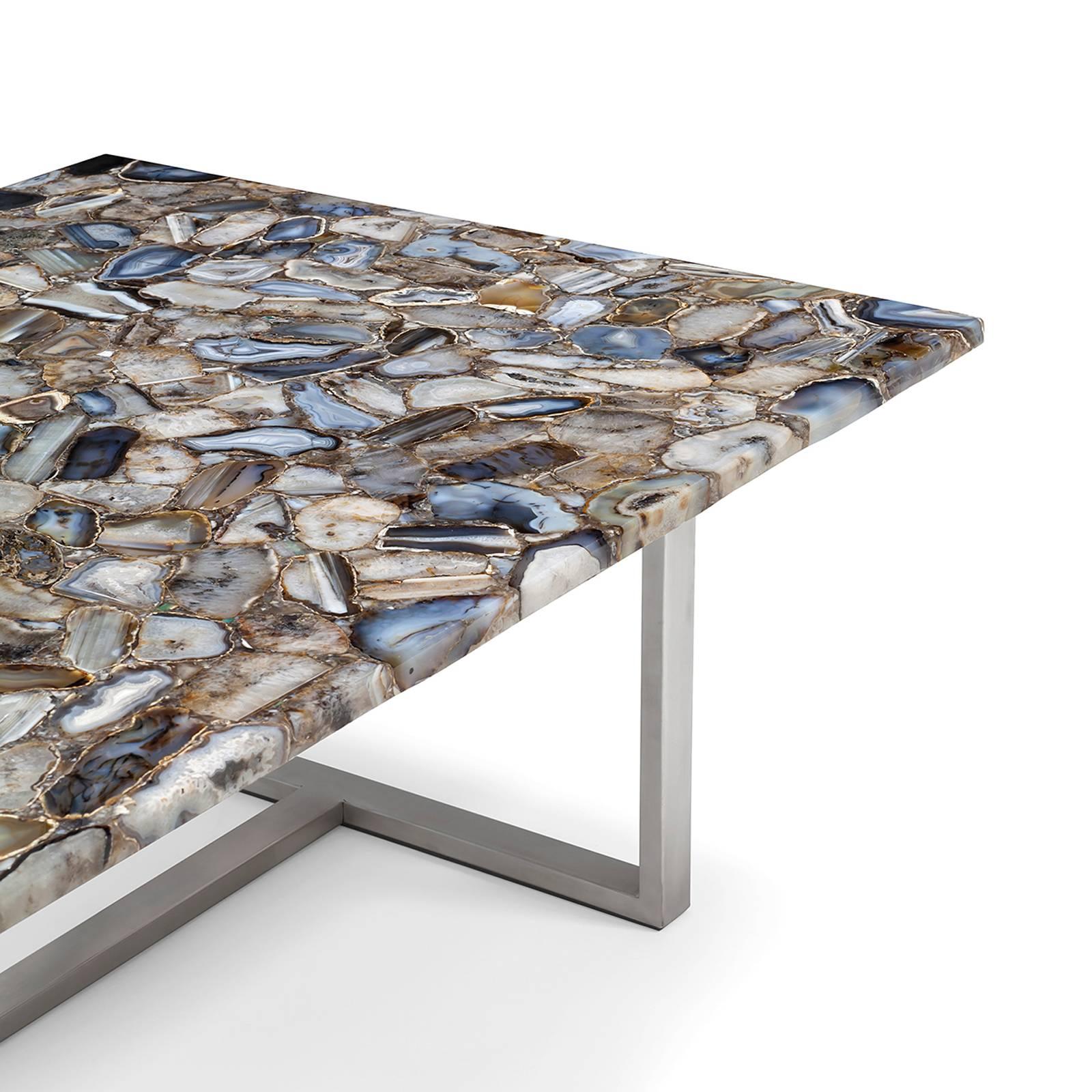 Hand-Crafted Agate Stone Coffee Table For Sale