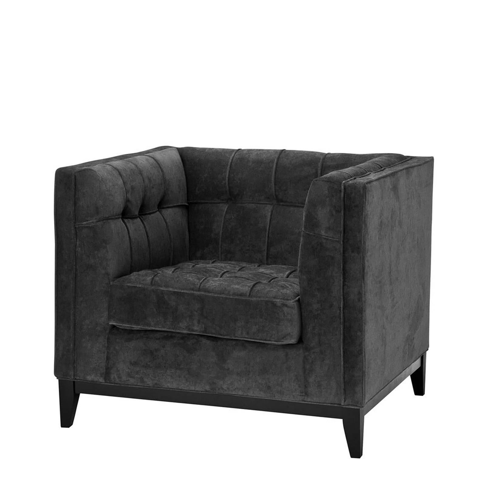 Dutch Sander Armchair in Ecru or Greige or Black Velvet Fabric