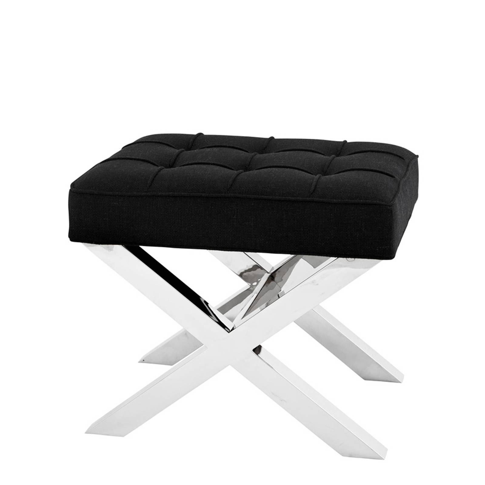 Chinese Room Stool in Black or White Leather Look or Fabric