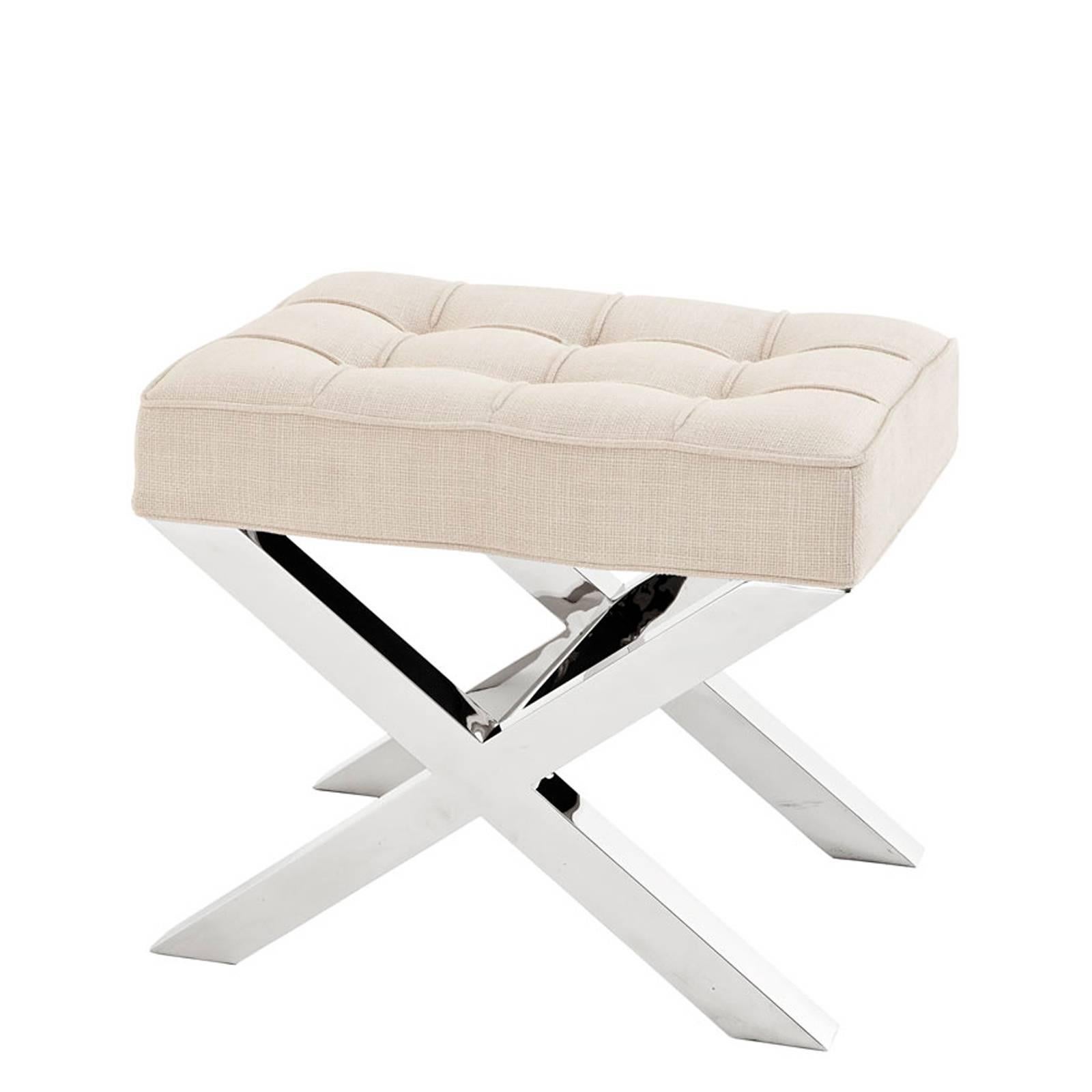 Room Stool in Black or White Leather Look or Fabric In Excellent Condition In Paris, FR