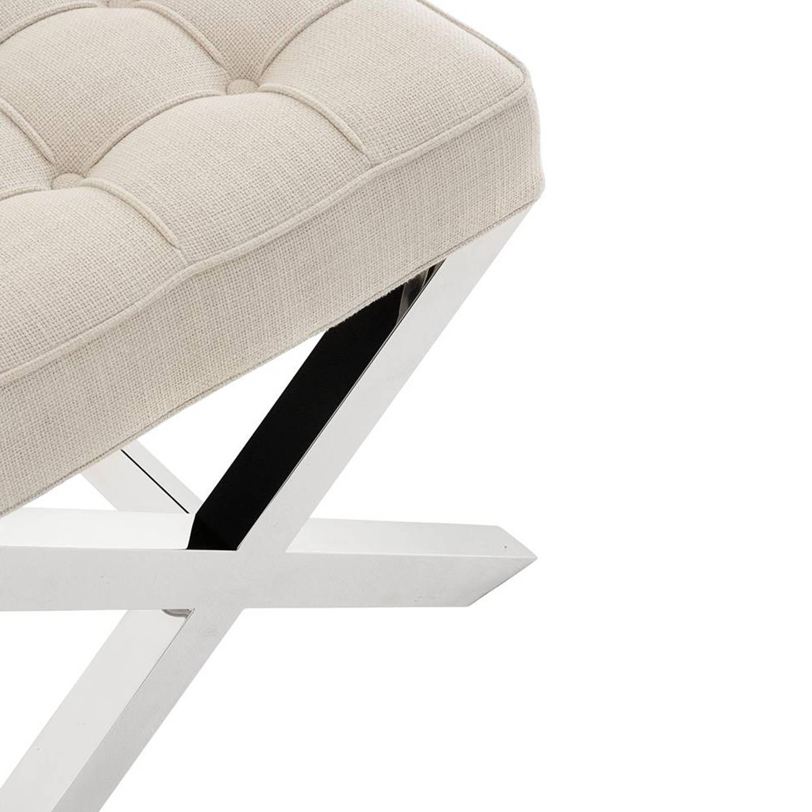 Contemporary Room Stool in Black or White Leather Look or Fabric