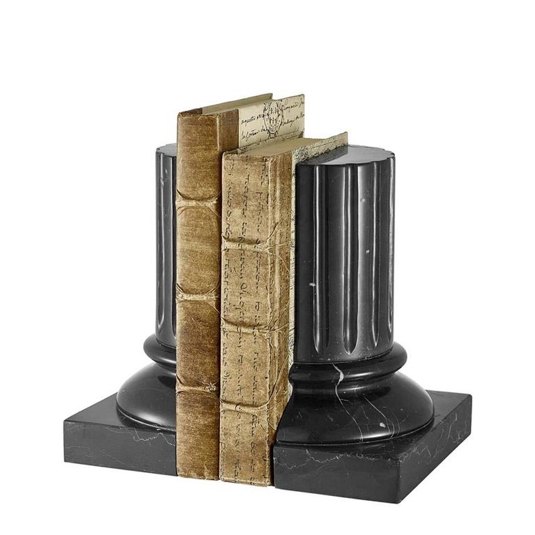 Column Black Marble Bookends, Set of Two For Sale at 1stDibs