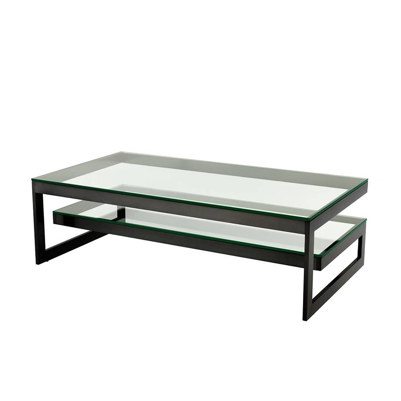 Contemporary Double Top Coffee Table in Gold Finish or Bronze Finish