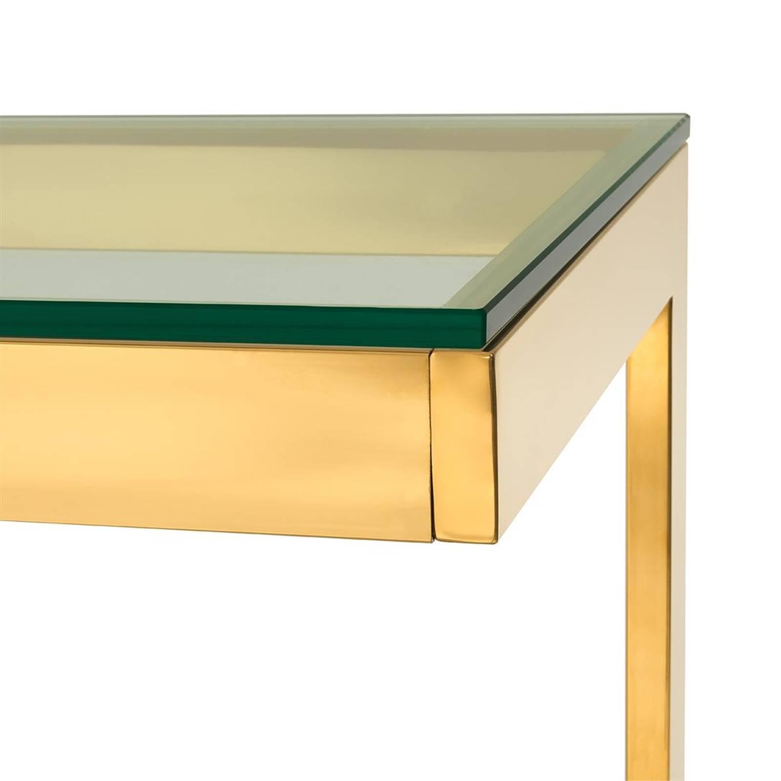 Polished Double Top Console Table in Gold Finish or Bronze Finish