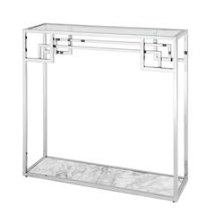 Console Chrome Finish with Clear Glass Top and Marble Base 5