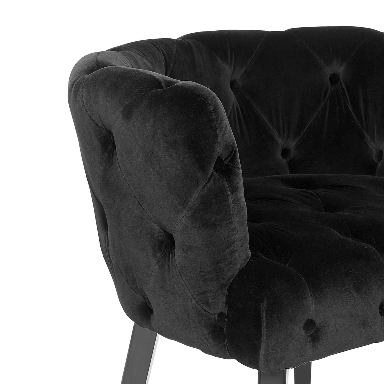 Home Capiton Chair in Grey, Purple or Black Velvet Fabric In Excellent Condition For Sale In Paris, FR