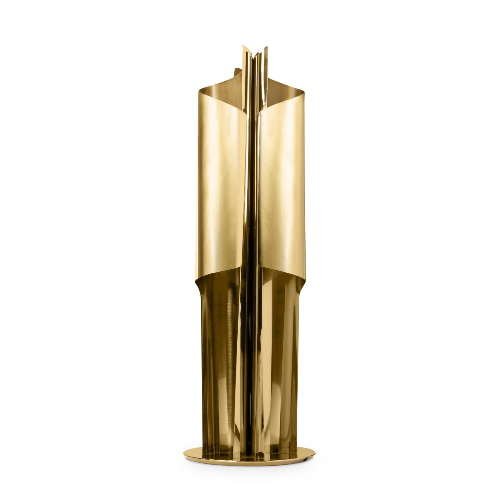 Brushed Brush Brass Table Lamp For Sale