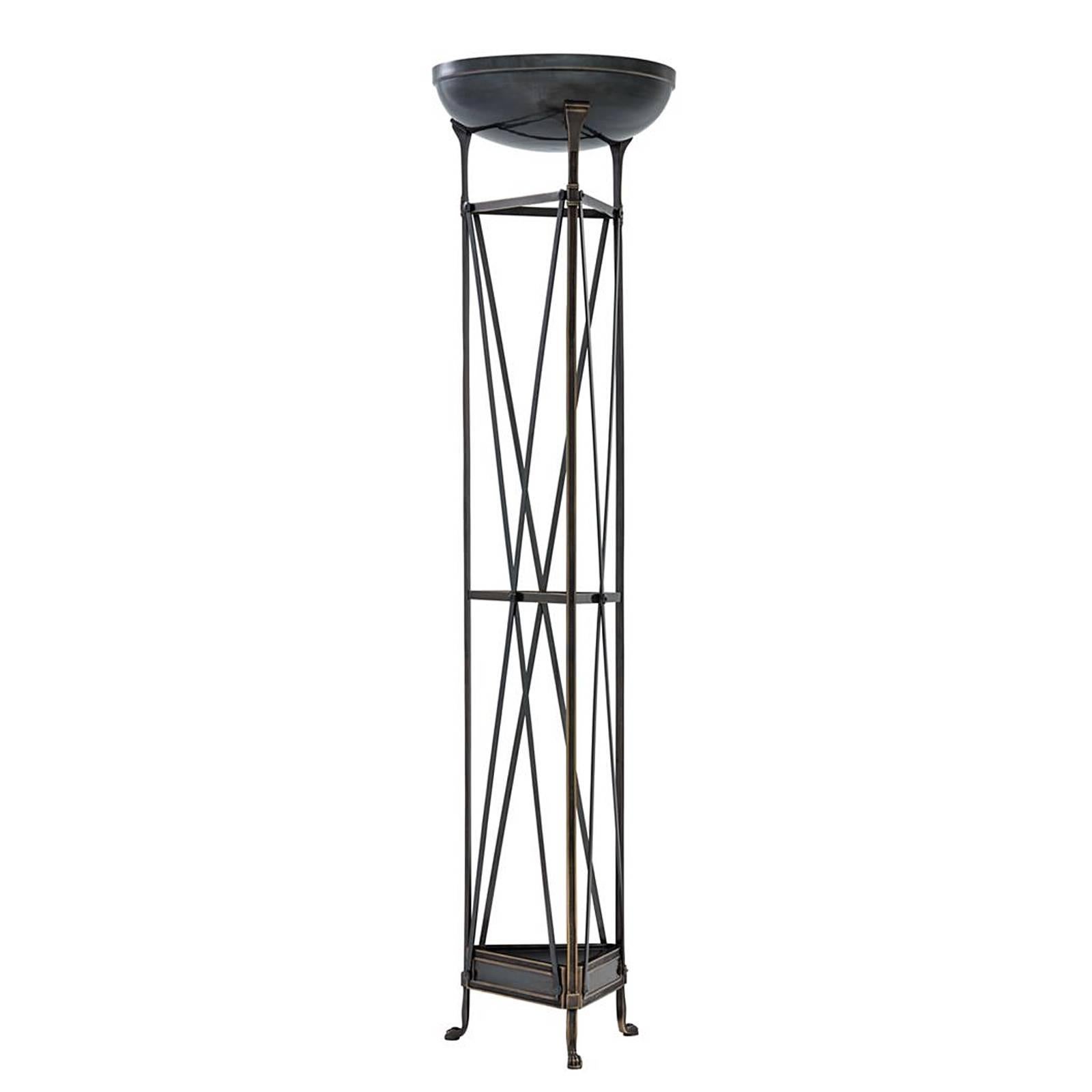 Contemporary Axel Floor Lamp in Antique Silver Plated or Bronze Finish