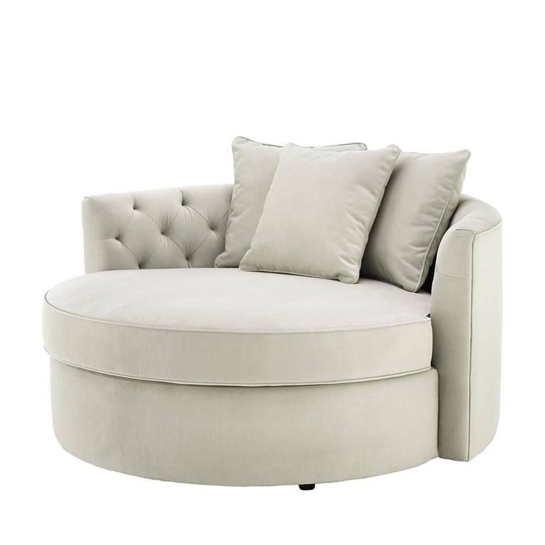 Erganza Round Sofa in Pebble Grey Fabric For Sale at 1stDibs