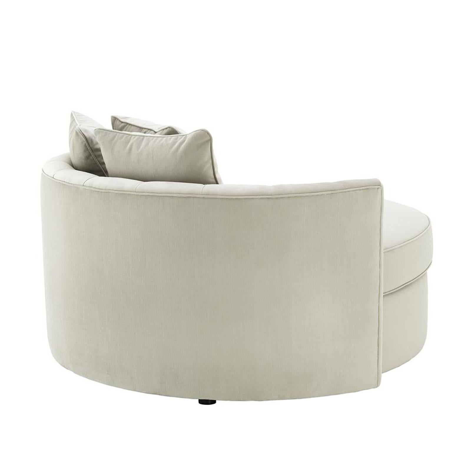 Hand-Crafted Erganza Round Sofa in Pebble Grey Fabric