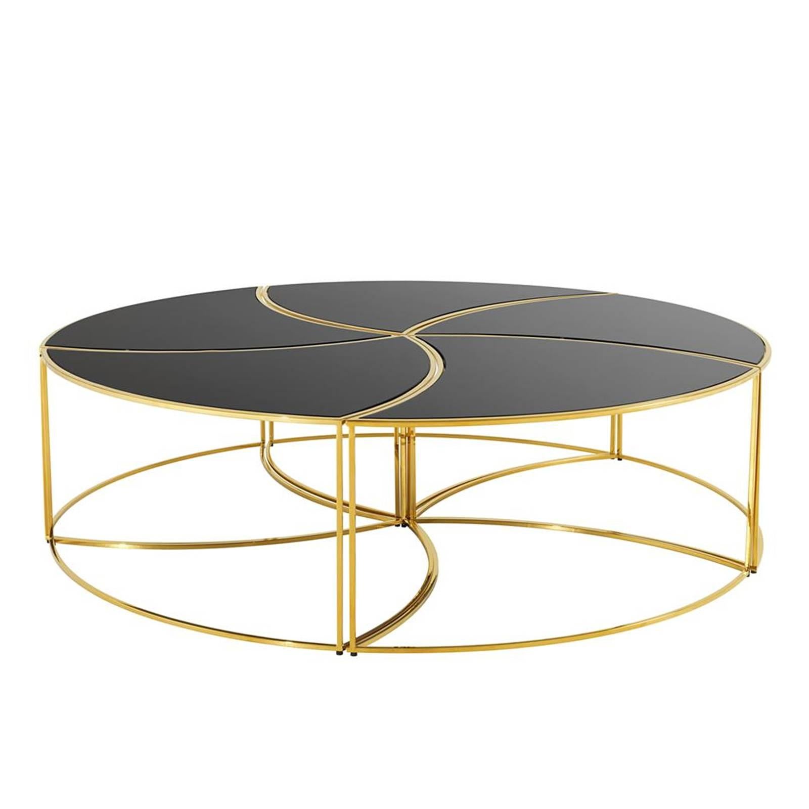 Helix Coffee Table Set of Five in Gold Finish