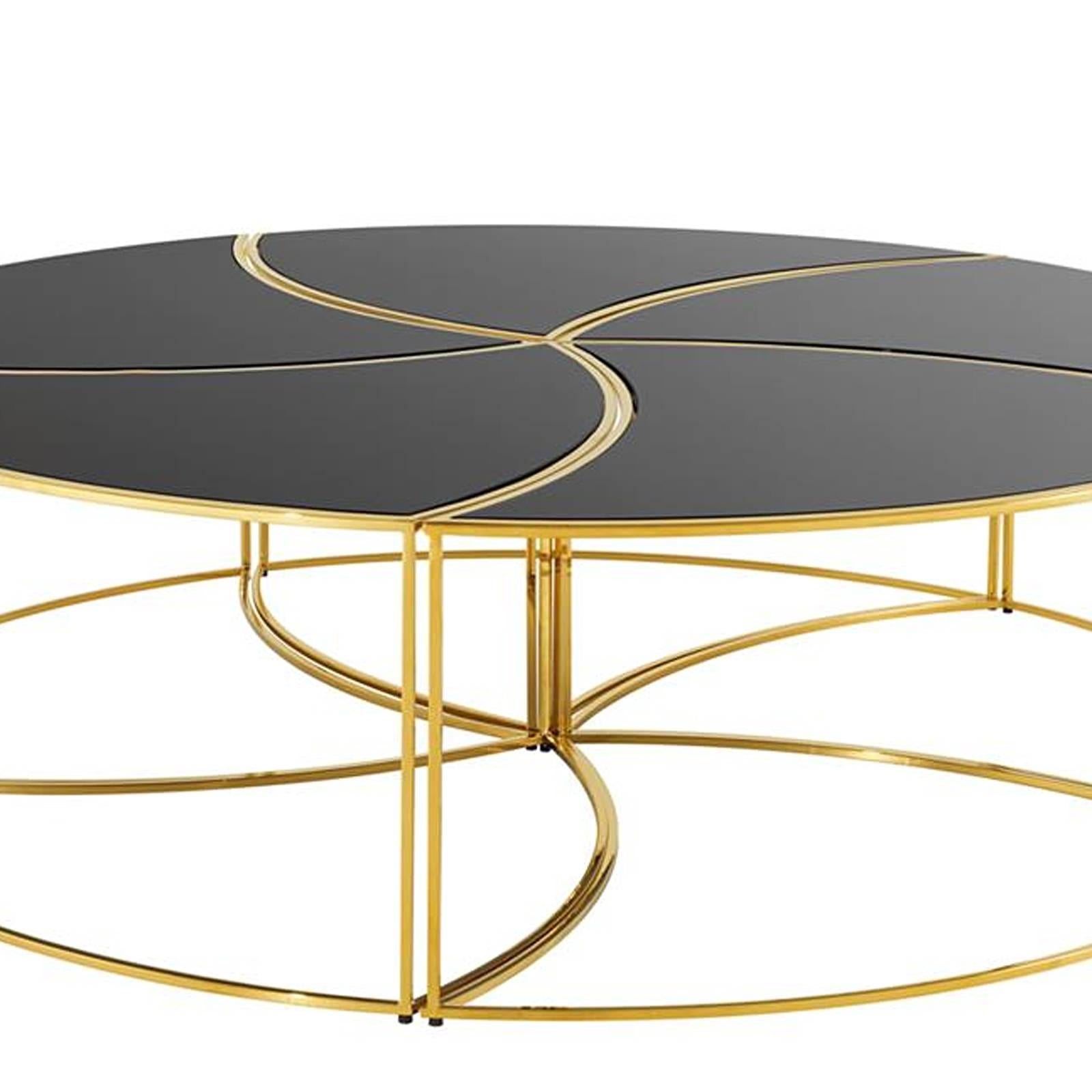 Indian Helix Coffee Table Set of Five in Gold Finish