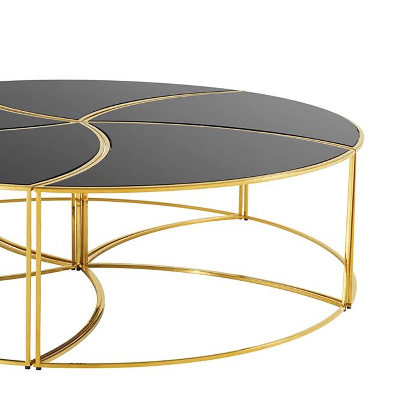 Blackened Helix Coffee Table Set of Five in Gold Finish