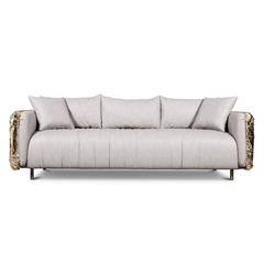Gold Safe Sofa with Hammered Polished Brass