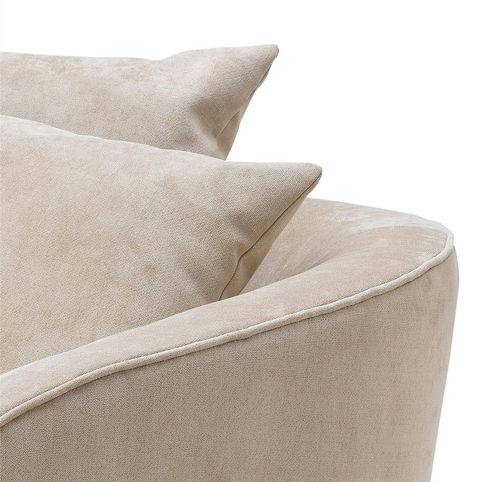 Contemporary Miami Lounge Armchair with Greige Velvet Fabric