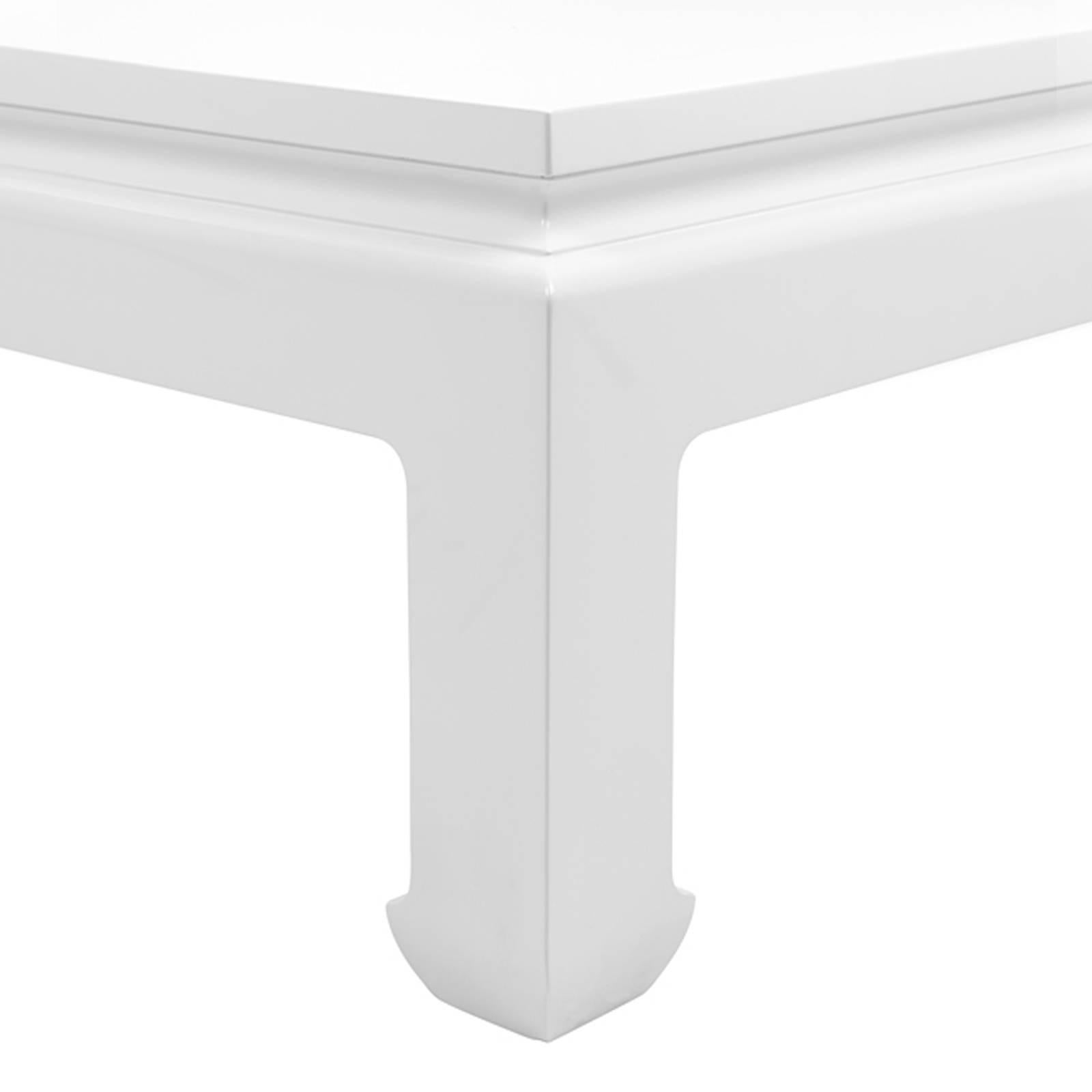 Dutch Bengal Coffee Table in White Lacquered Mahogany Wood