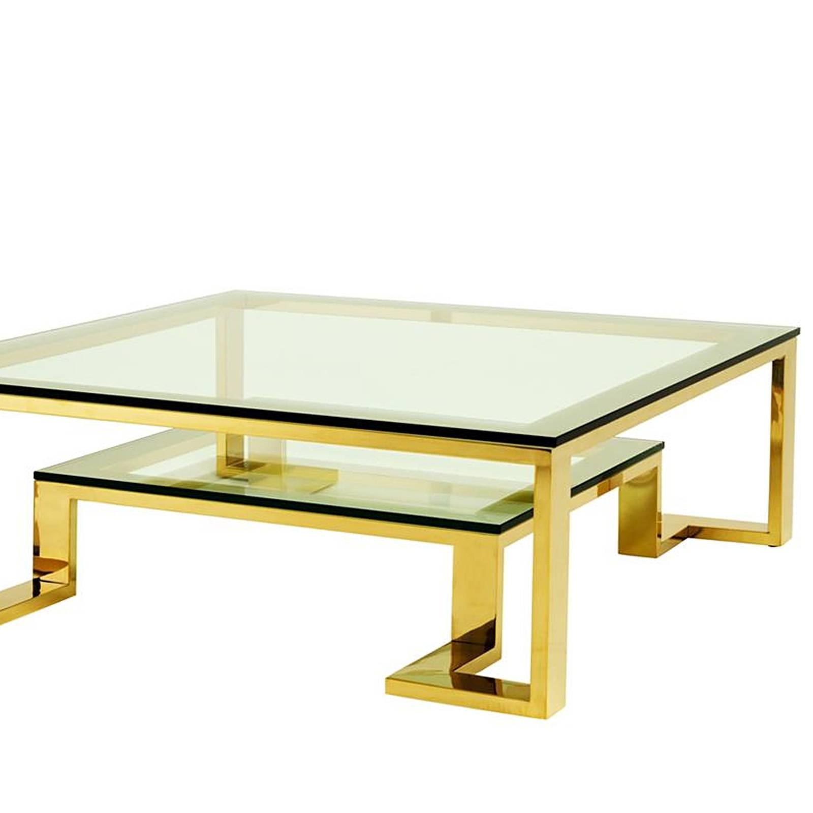Chinese Wishper Coffee Table in Gold Finish