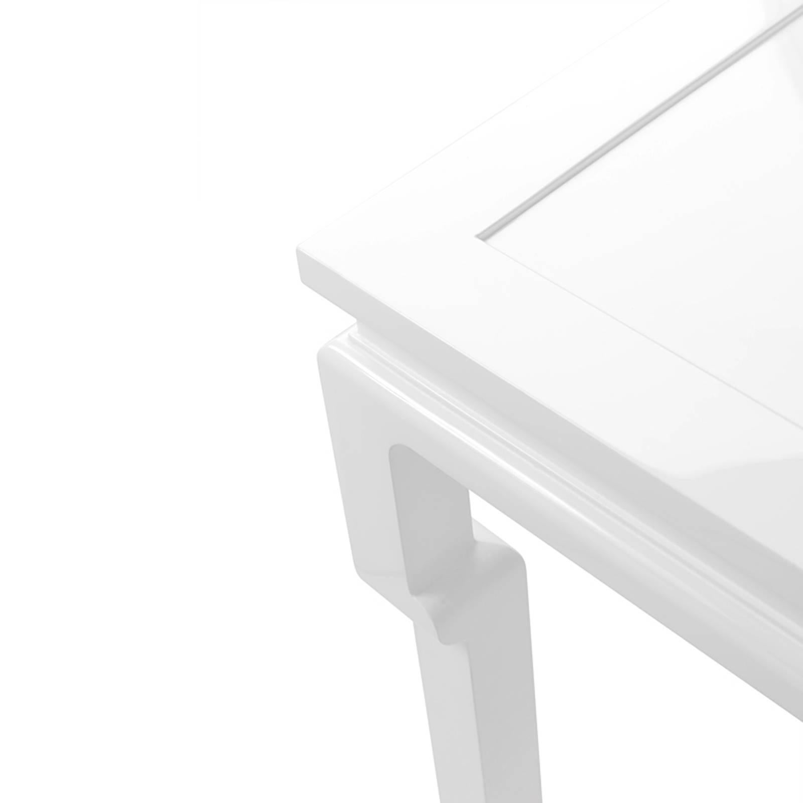 Contemporary Bengal Side Table in White Lacquered Mahogany Wood