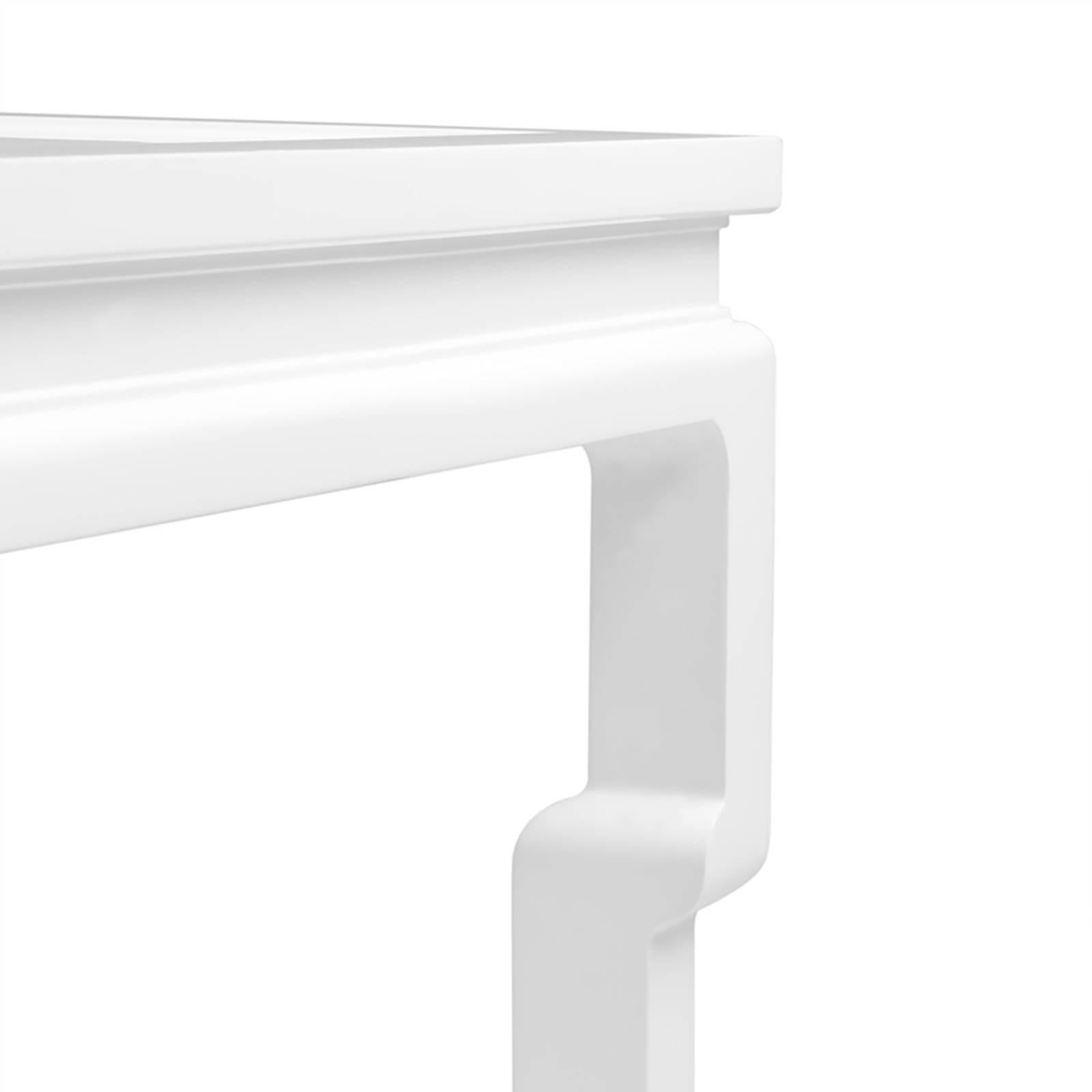 Indonesian Bengal Console Table in White Lacquered Mahogany Wood