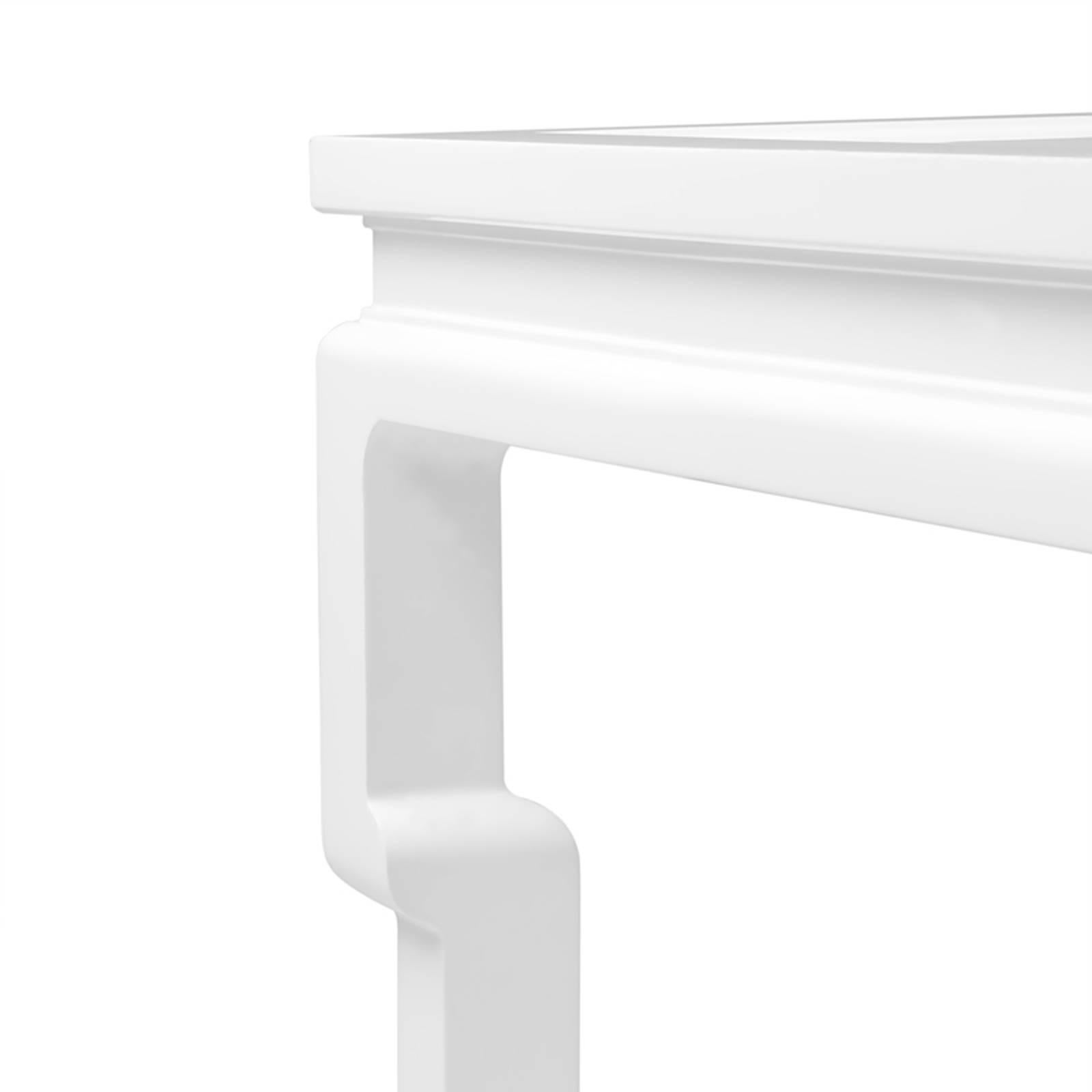 Bengal Console Table in White Lacquered Mahogany Wood In Excellent Condition In Paris, FR