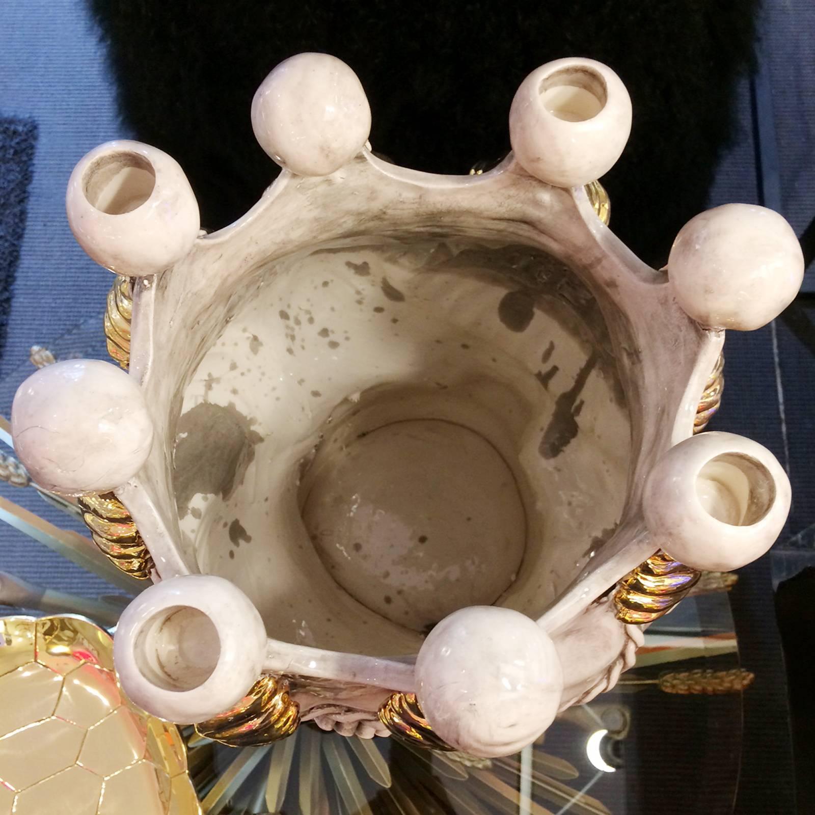 Valet Moro, Vase und Kerzenhalter aus Keramik und Gold im Angebot 4