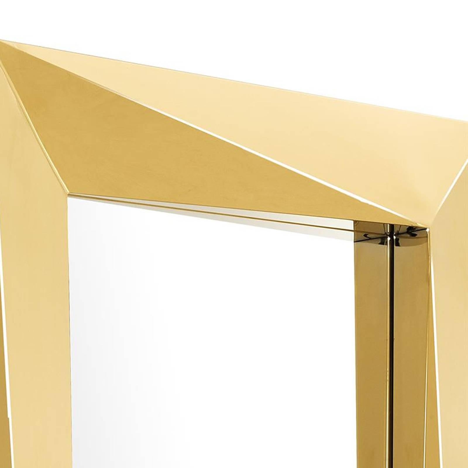 Dutch Axis Mirror in Gold Finish or in Polished Stainless Steel