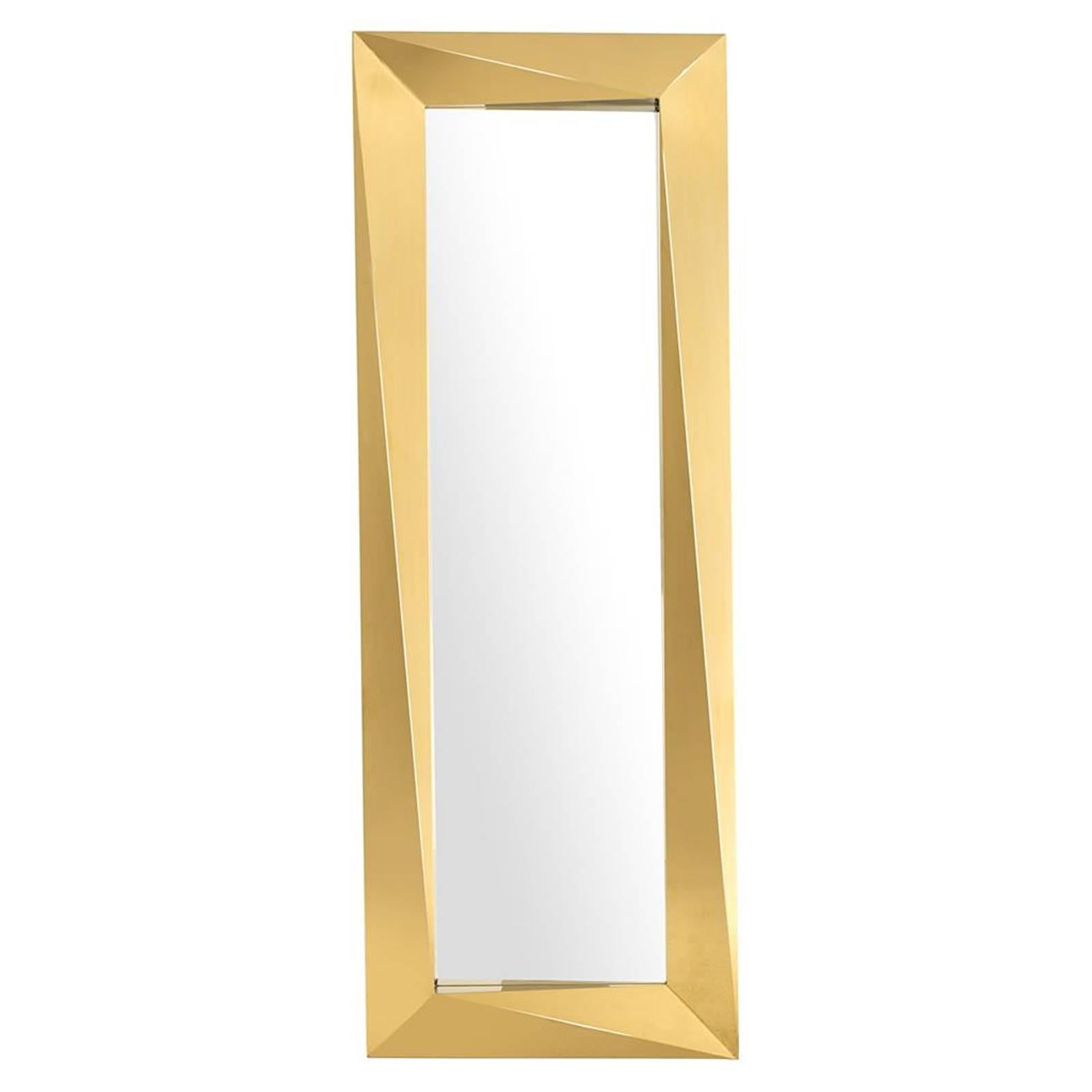 Mirror Axis with mirror glass and frame in gold finish
or frame in polished stainless steel. 
Also available in Axis square mirror in gold finish
or in polished stainless steel. 
