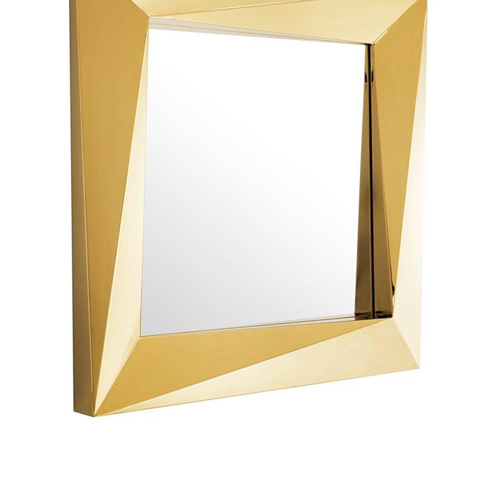 Axis Square Mirror in Gold Finish or in Polished Stainless Steel In Excellent Condition In Paris, FR