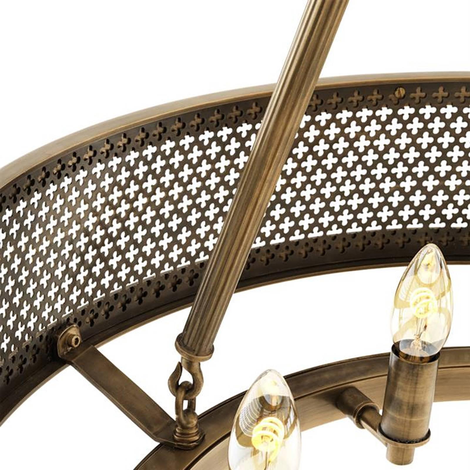 Hand-Crafted Clover Chandelier in Antique Brass Finish