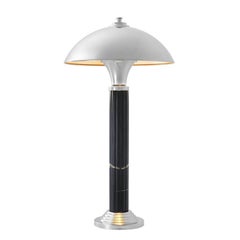 Coupole L Table Lamp with Black Marble and in Nickel Finish