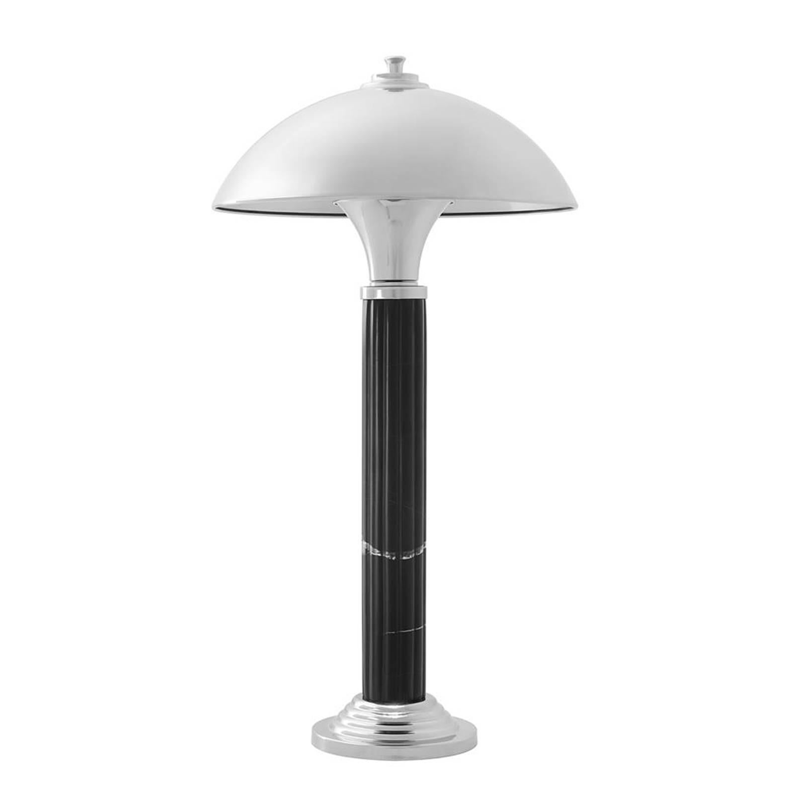 Table lamp Coupole L with black marble. Base
and shade in nickel finish. One bulb, lamp holder
type E27, max 40 watt. Bulb not included.
Also available in table lamp Coupole M. 
 