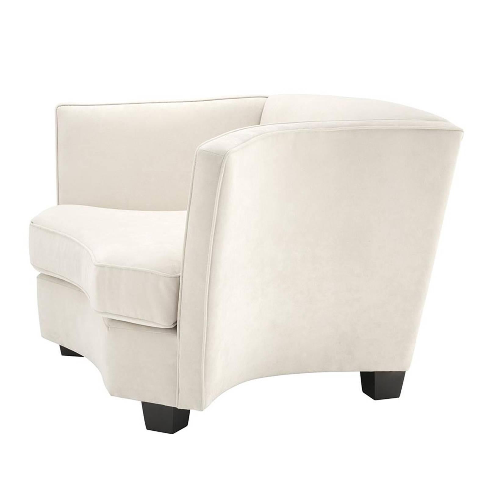 Hand-Crafted Erganza Armchair with Ecru Velvet Fabric