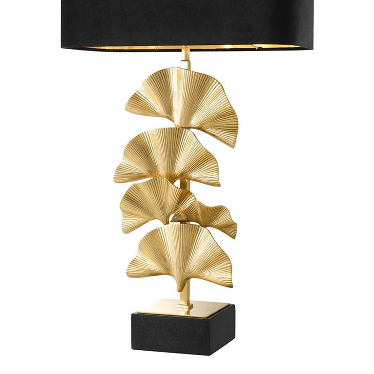 Ginko Biloba Leaves Table Lamp In Polished Brass