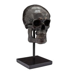 Skull Sculpture in Antique Black Brass Style