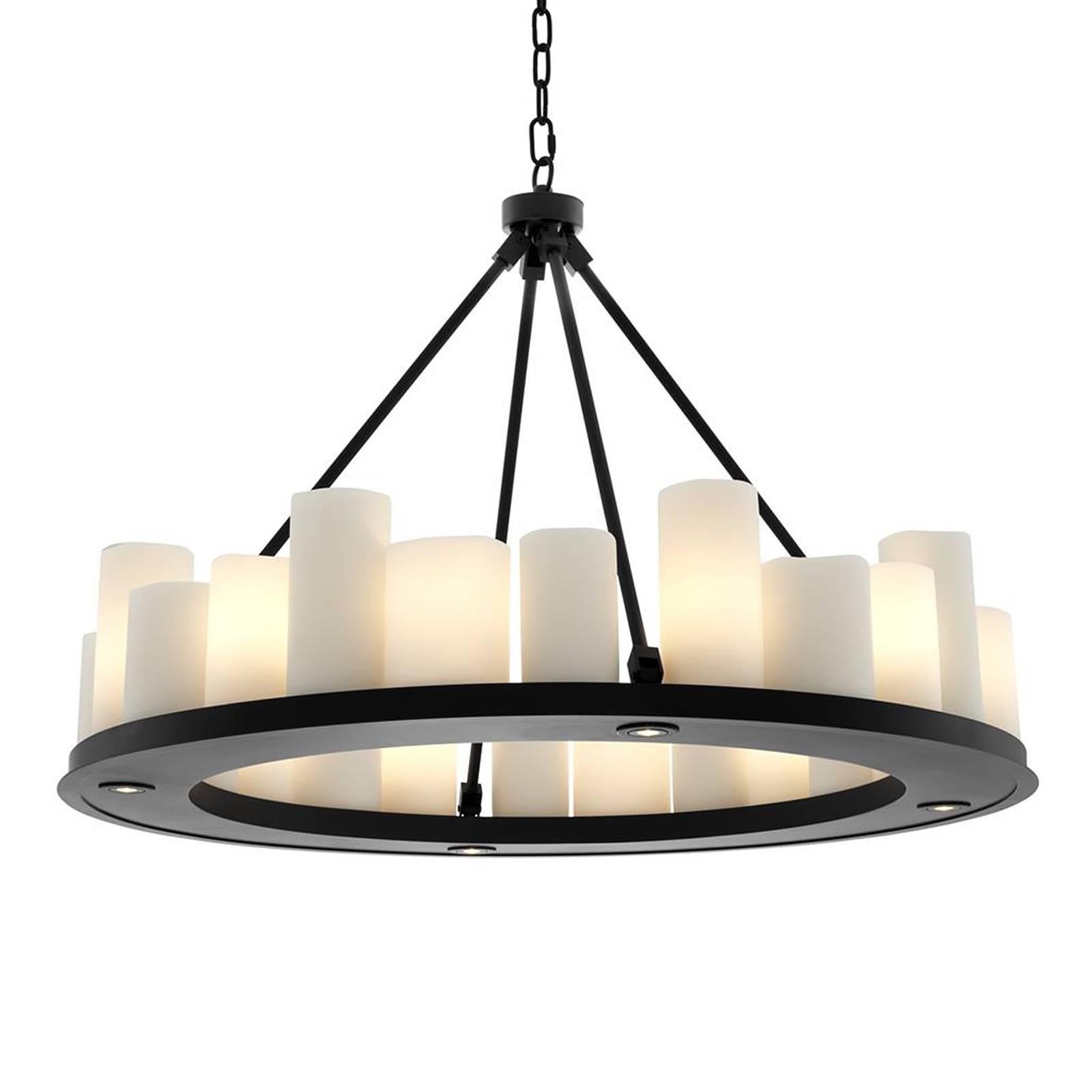 Chinese Candle LED Light Chandelier in Black Finish