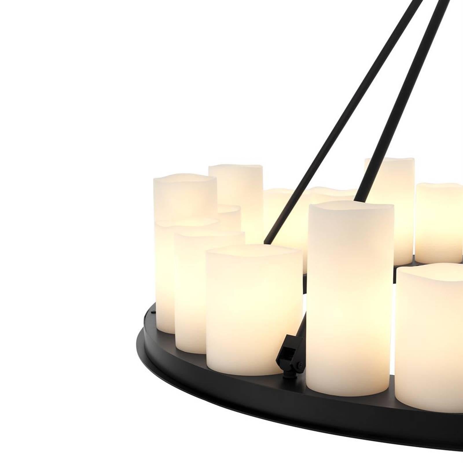Contemporary Candle LED Light Chandelier in Black Finish