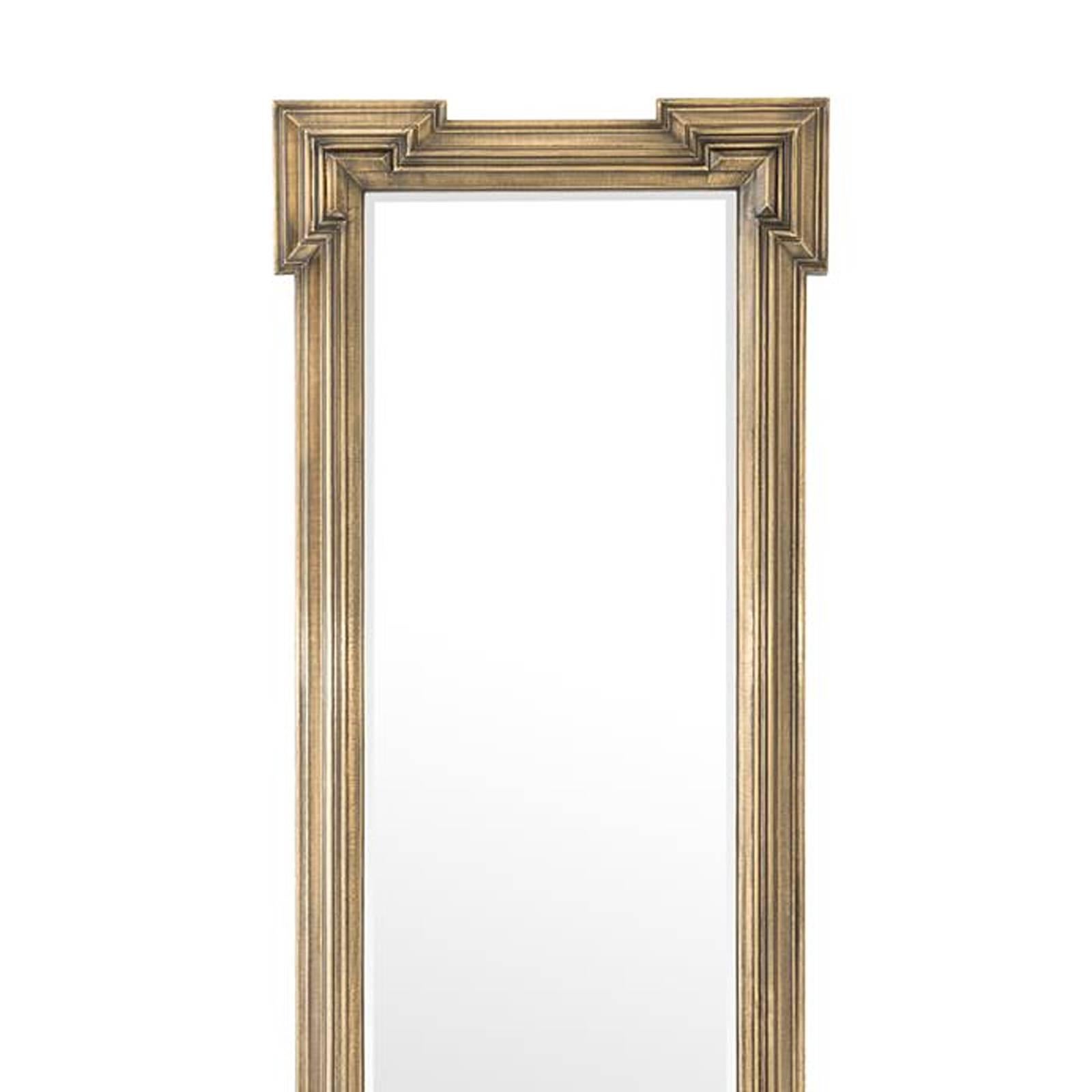 Scuadro-Spiegel mit rechteckigem Rahmen aus antikem Messing (Handgefertigt) im Angebot