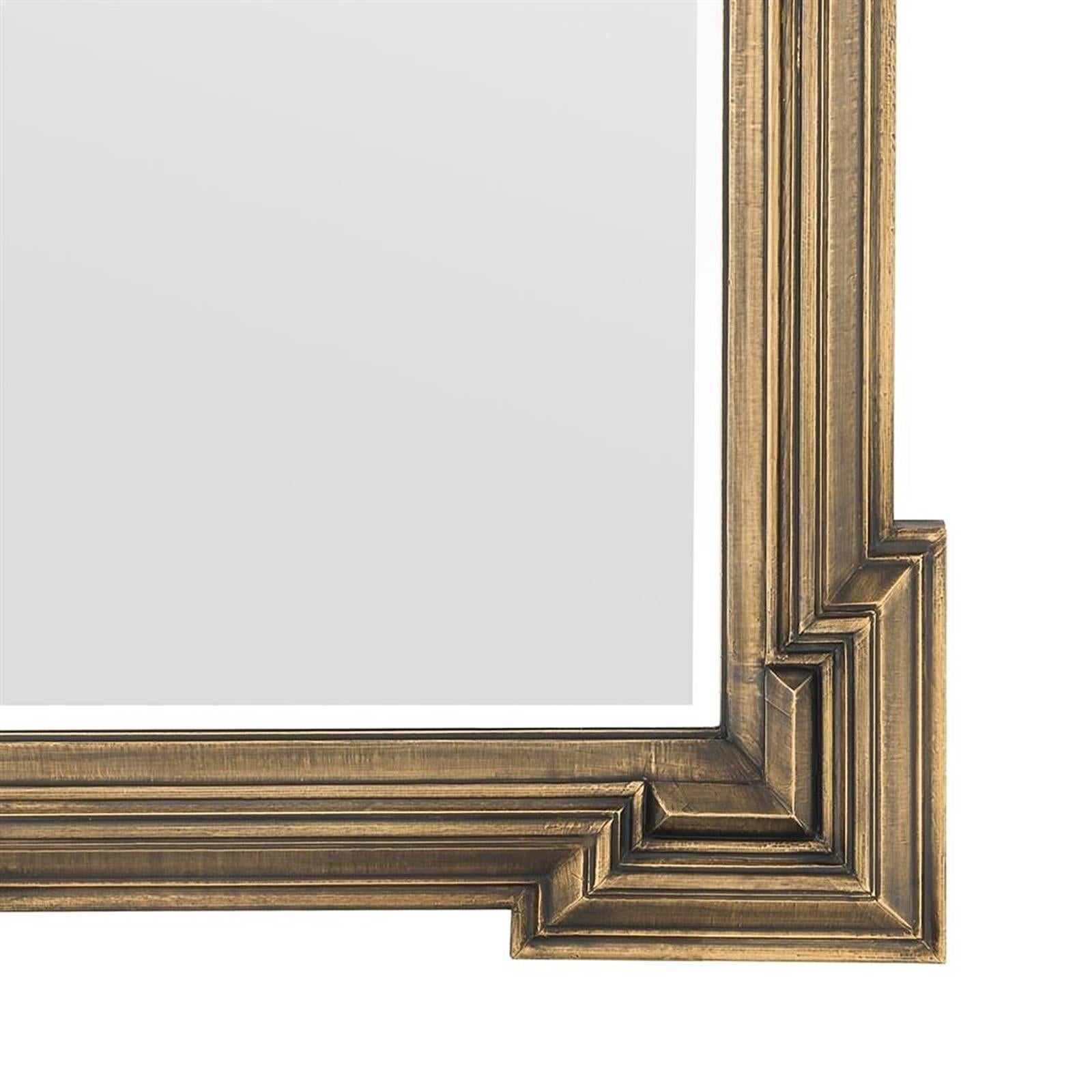 Indian Scuadro Mirror with Antique Brass Finish Rectangular Frame For Sale