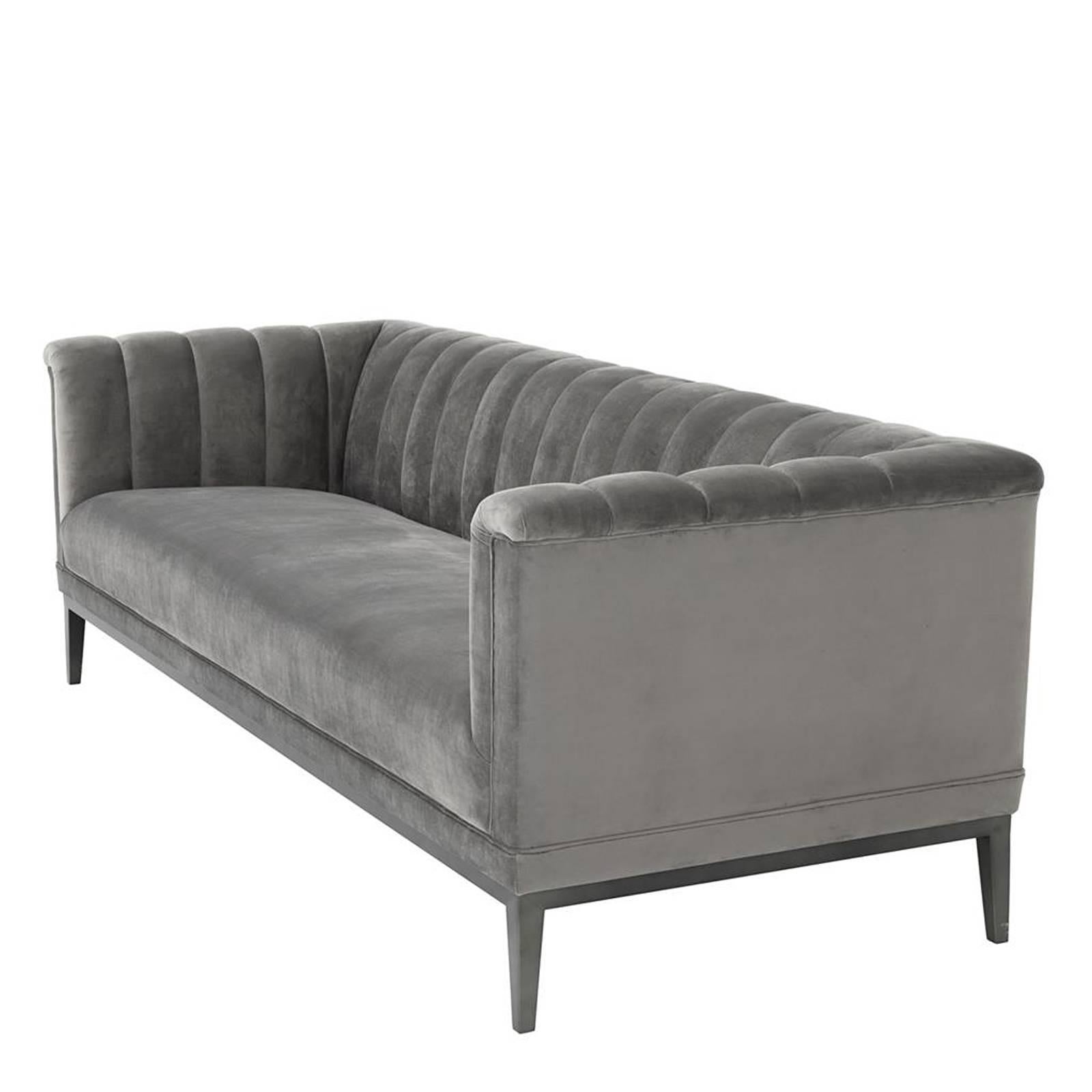 Chinese Stepper Sofa with Porpoise Grey Fabric