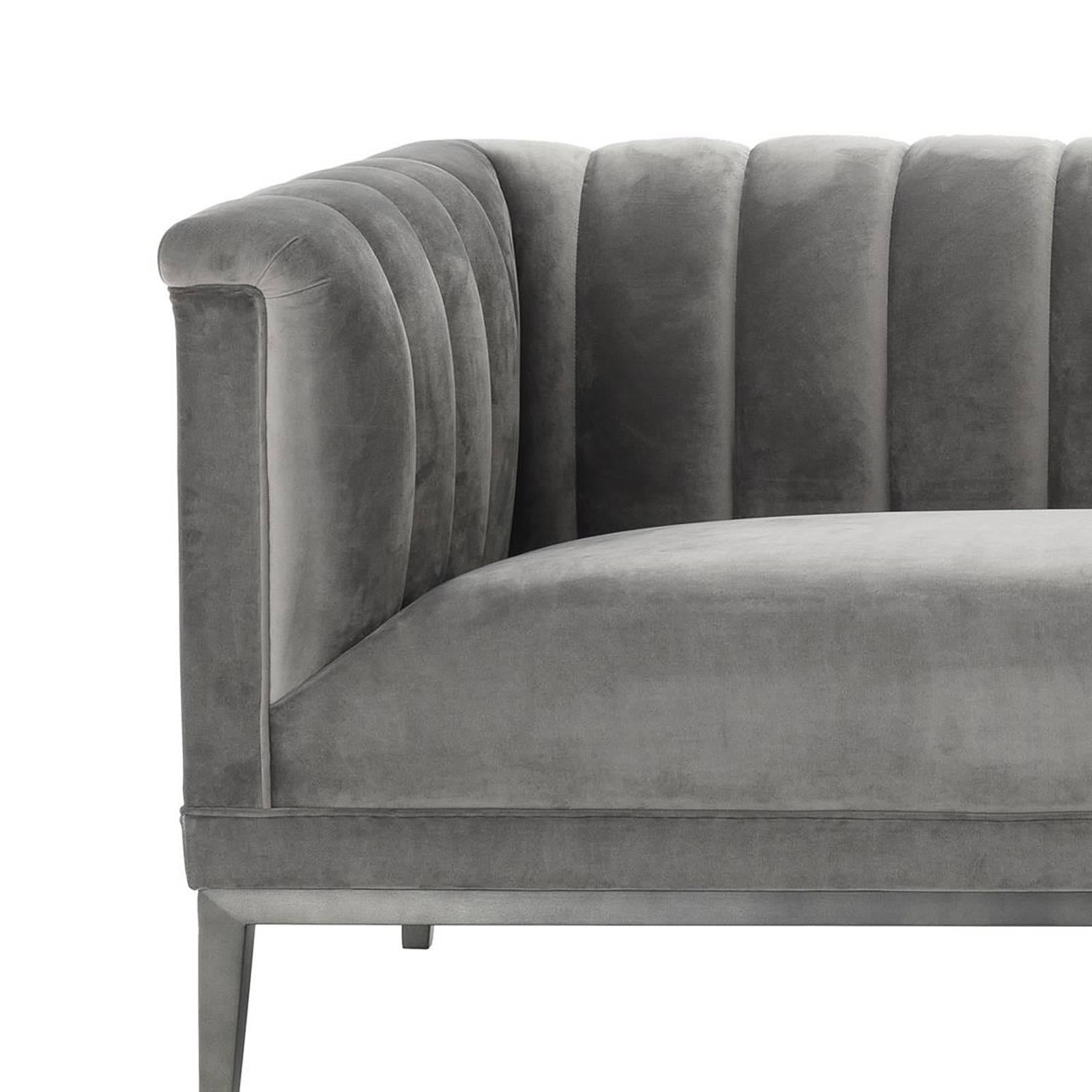 Contemporary Stepper Sofa with Porpoise Grey Fabric