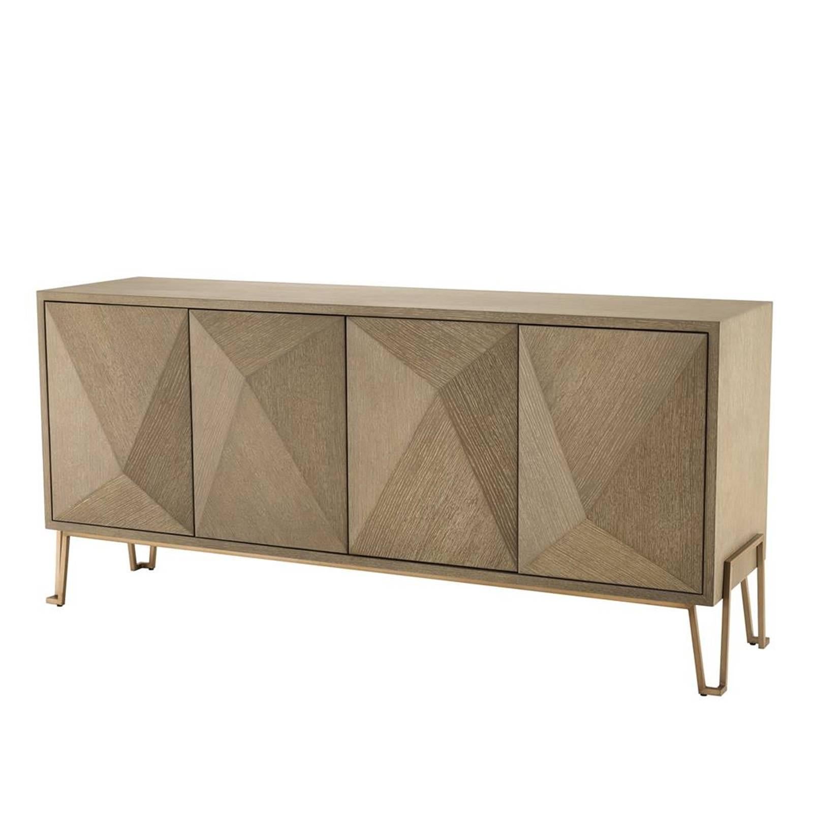 Catalaga Sideboard in Washed Oak Veneer and Brass Finish For Sale