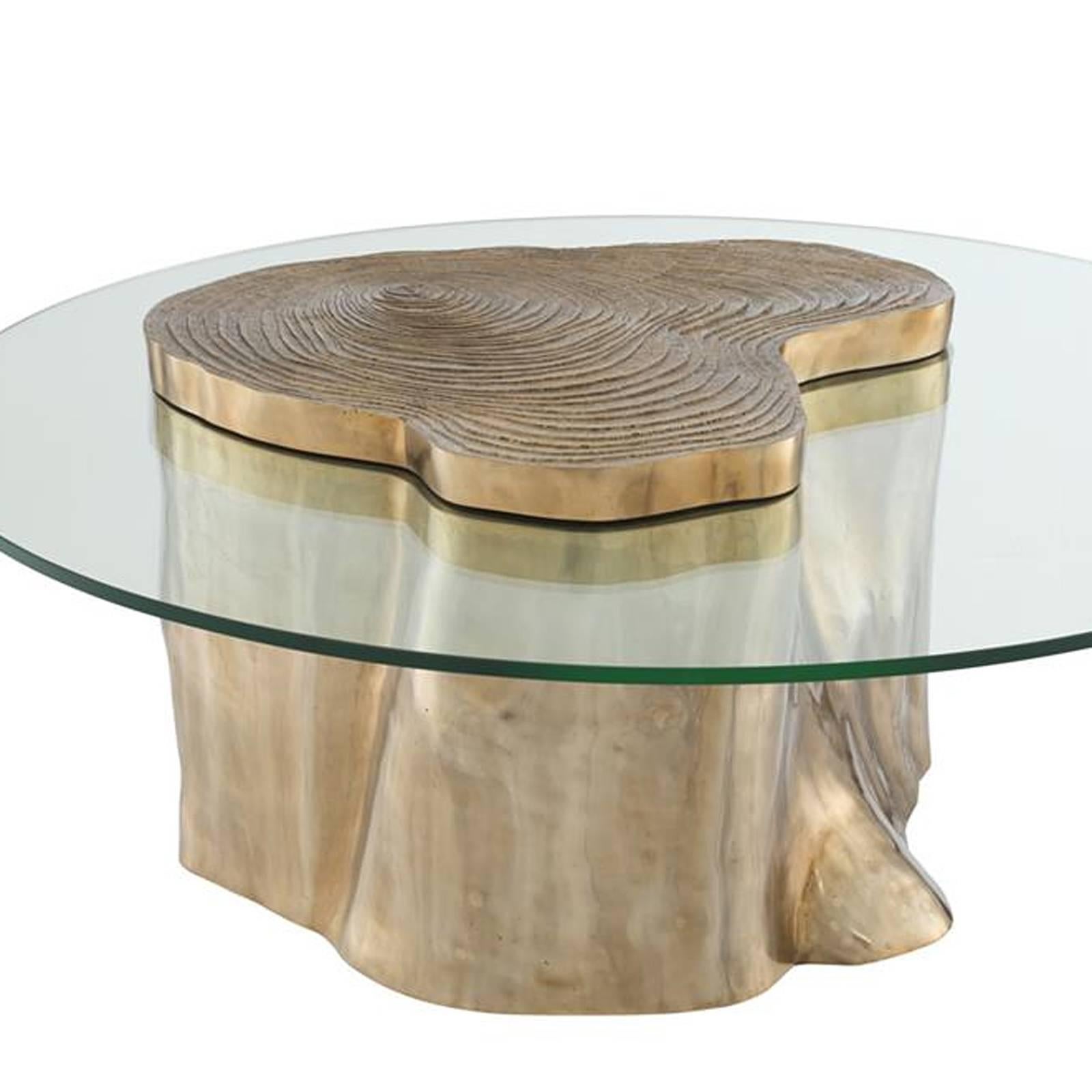Indonesian Solid Trunk Coffee Table in Solid Polished Brass Finish