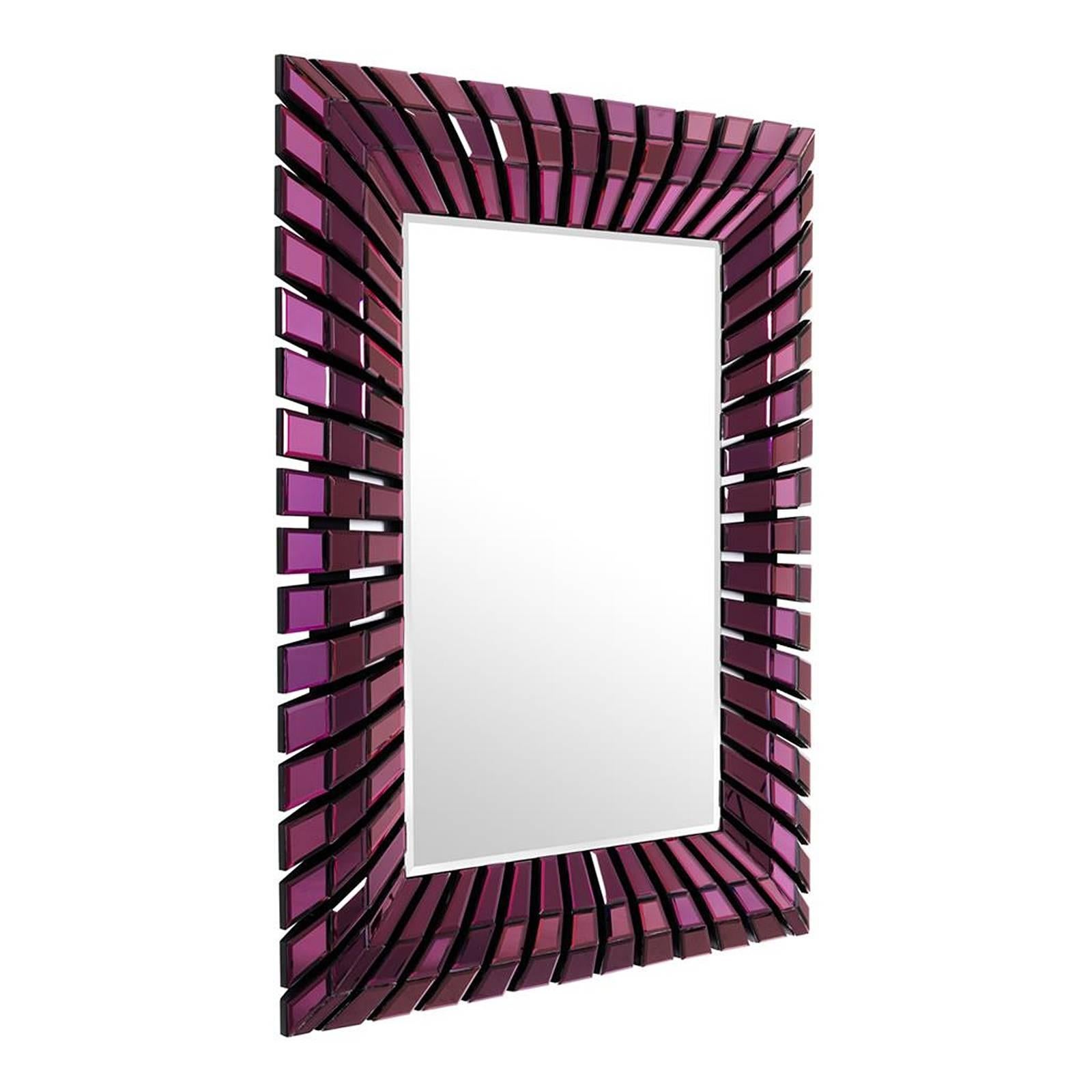 Eclipse Mirror with Purple Bevelled Mirror Glass