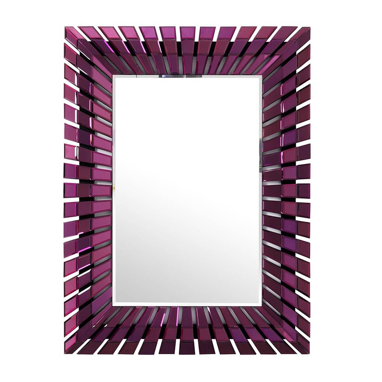 Chinese Eclipse Mirror with Purple Bevelled Mirror Glass