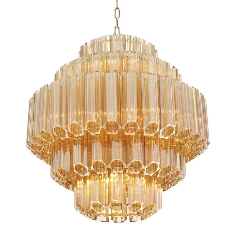 Vitta Gold Chandelier in Gold Glass and Gold Finish For Sale at 1stdibs