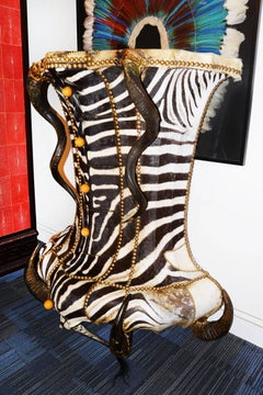Zebra Head Chest of Drawers with Zebra Skin