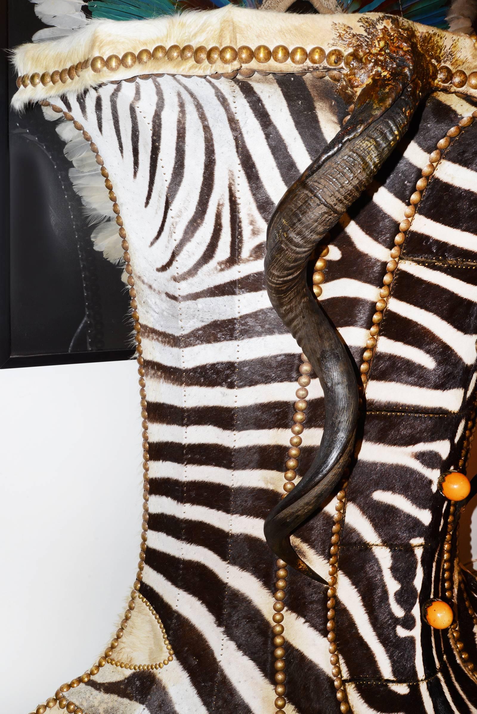 Zebra Head Chest of Drawers with Zebra Skin For Sale 2